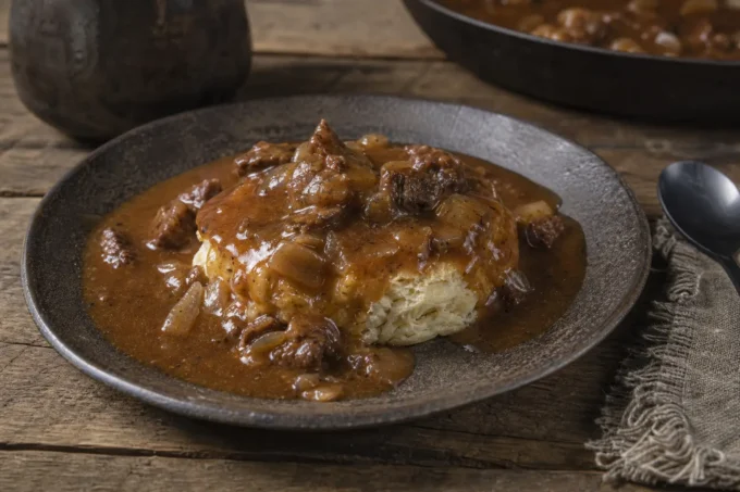 Editorial image for What It Actually Tastes Like in Great-Grandfather’s Leather Folder, Recipe No. 8: Woodchuck Gravy over Biscuit