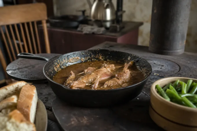 Editorial image for Practical Notes in Great-Grandfather’s Leather Folder, Recipe No. 9: Rabbit in the Pan Gravy